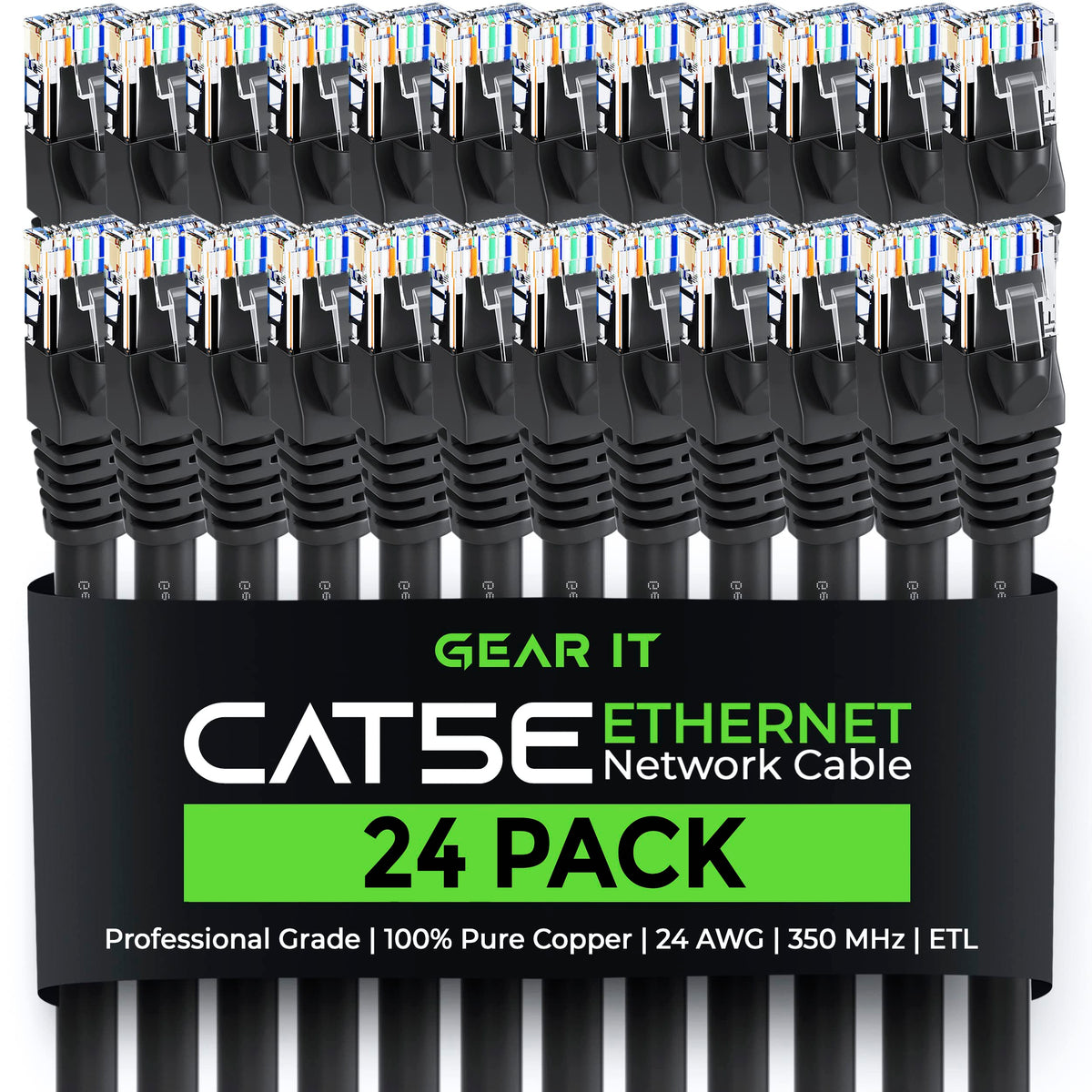GEARit 24-Pack, Cat5e Ethernet Patch Cable 5 Feet - Snagless RJ45 Computer LAN Network Cord, Blue