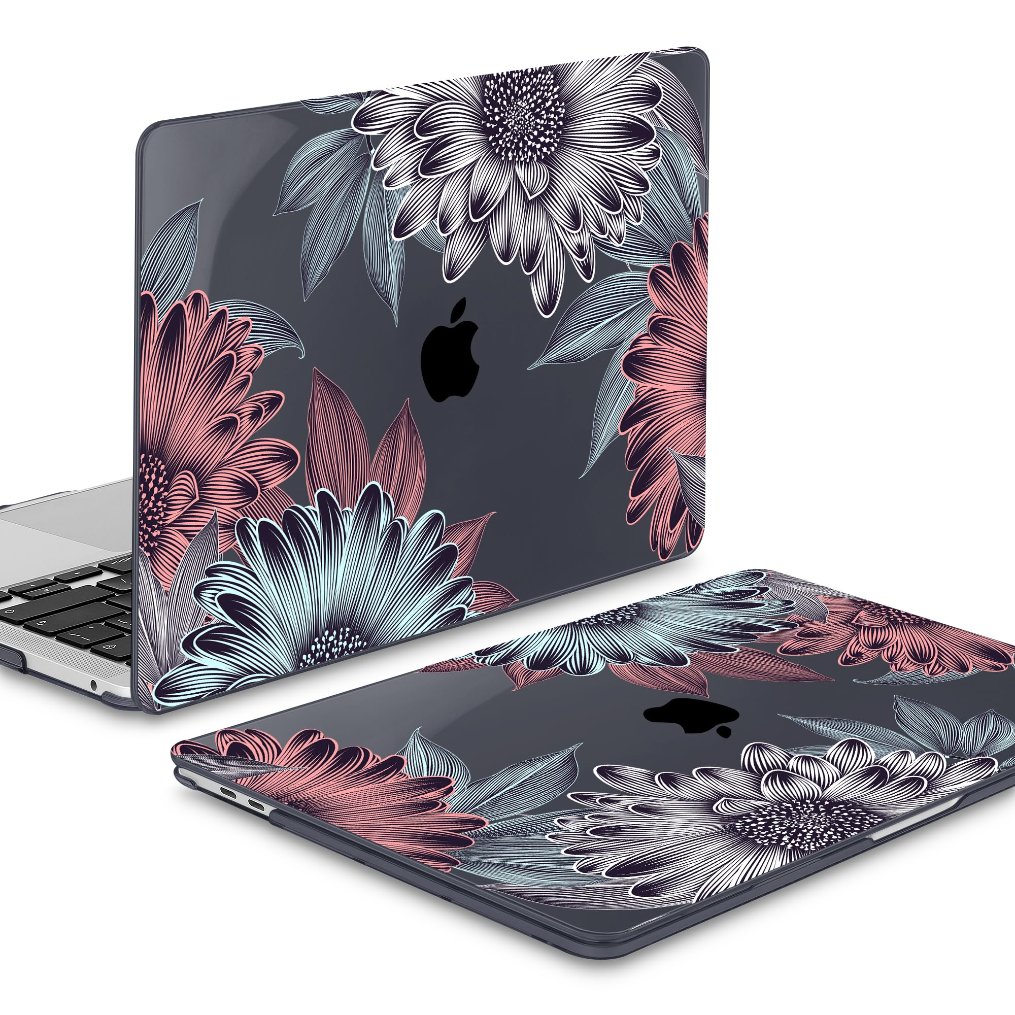 Mektron for MacBook Air 13 Case A1466/A1369 (2010-2017 Release), Snap-on Plastic Hard Shell Cover for MacBook Air 13.3 inch with Keyboard Cover,Blooming Chrysanthemums