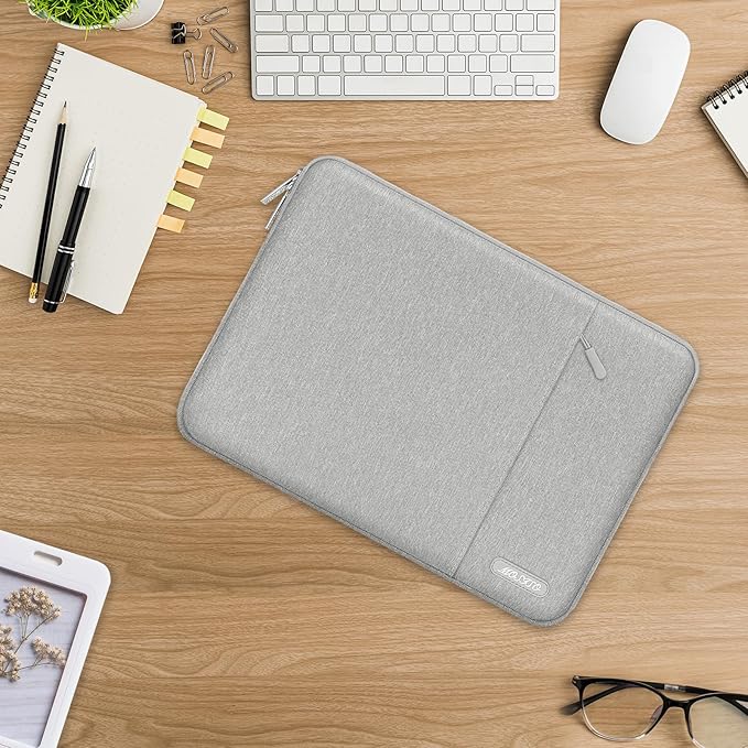 MOSISO Laptop Case 13.3 inch, 13-13.3 inch Laptop Sleeve Compatible with MacBook Air/Pro 13 / Pro 14, HP Dell ASUS Lenovo Notebook, Polyester Vertical Computer Sleeve Bag with Pocket, Gray
