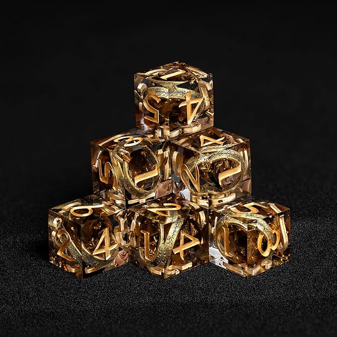 D6 Dice Set – 10× Six-Sided Resin Dice with Themed Designs – 16mm Tabletop for Wargames, RPGs, MTG, and Board Games