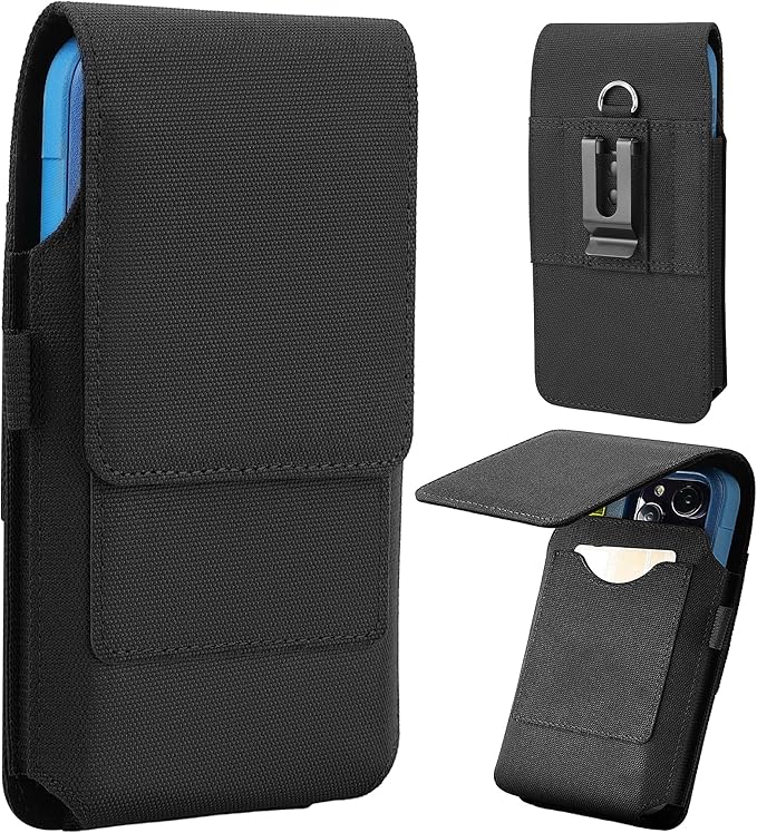 BECPLT for Galaxy S25+ S24+ S23+ S22+ 5G Note 20 Ultra 5G Nylon Cell Phone Pouch Holster Case with Belt Clip Cover for iPhone Air 17 Pro Max 16/15/14/13/12/11 Pro Max Galaxy S25 Ultra