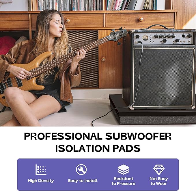 Starfavor Subwoofer Isolation Pad for 8-10 inches Subwoofers,15"*15"*2.1"Isolation Platform Acoustic Riser Pad,Audio Acoustic Noise Isolation Platform Pads for Studio Monitor,Subwoofer,Loud Speakers