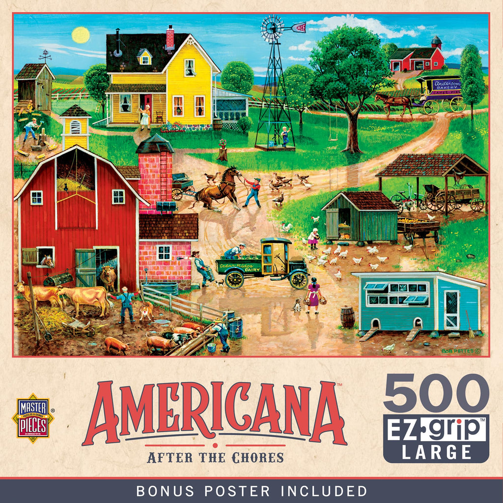 MasterPieces 500 Piece EZ Grip Jigsaw Puzzle for Adults, Family, Or Youth - After The Chores - 19.25"x26.75"