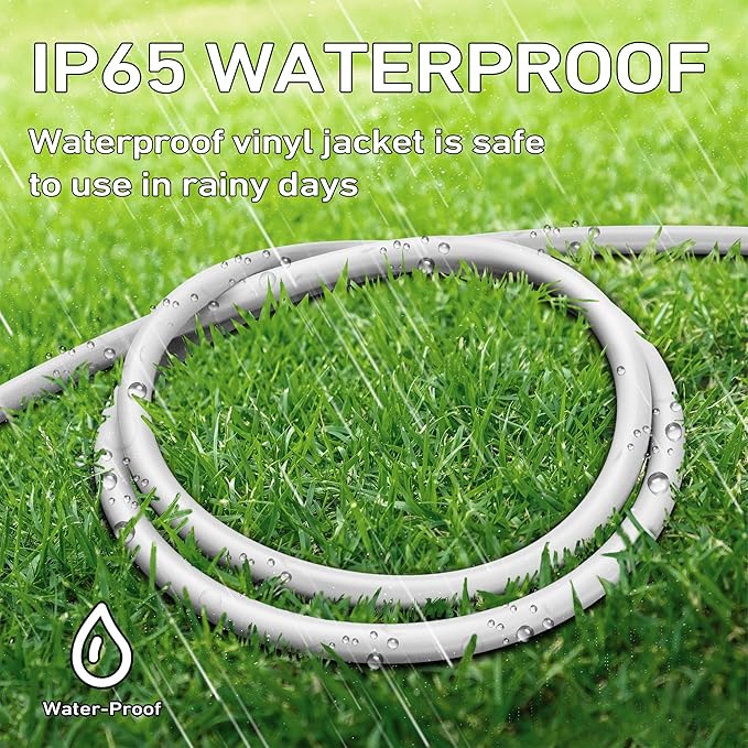 LUCKY TL Indoor Outdoor Extension Cord, 16/3 Gauge White Long Extension Cord 25ft, Waterproof Flexible Case, Made of Pure Copper, 13A 1625W 16AWG SJTW, 3 Prong Heavy Duty Wire, ETL