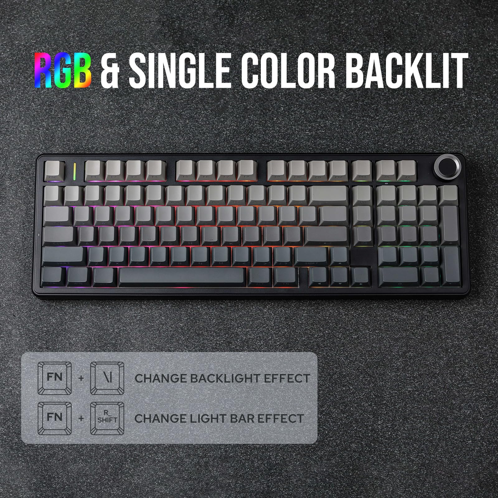 EPOMAKER Aula F99 MAX Wireless Mechanical Keyboard, Smart Screen & Knob, 8000mAh, 2.4Ghz/BT Creamy Keyboard, Pre-Lubed Switch, Hot-Swappable, RGB Backlit, Custom Software (Black Gradient)