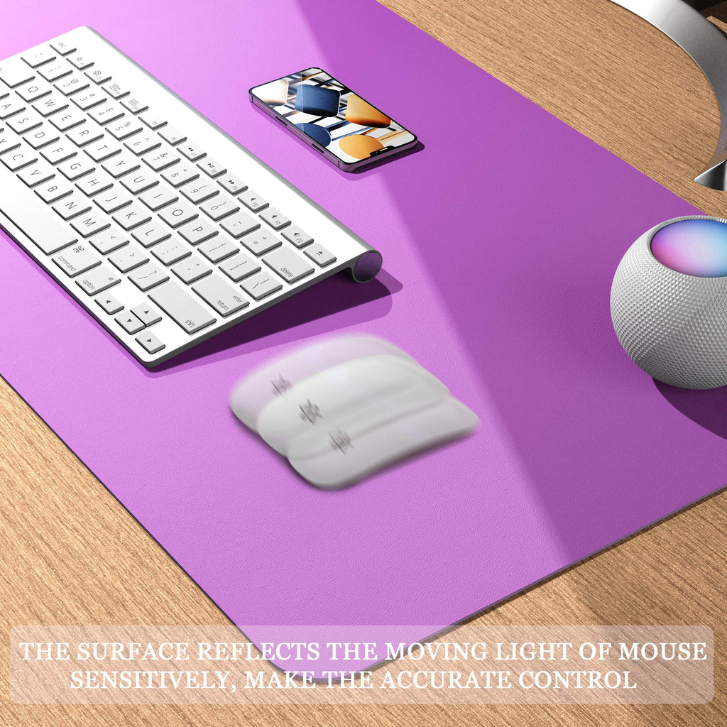 YSAGi Non-Slip Leather Desk Pad, Waterproof Laptop Computer Desk Keyboard Mat, Table Protector Blotter Mat, Large Mouse Pad for Office/Work/Home/Decor(Purple, 23.6" x 13.7")