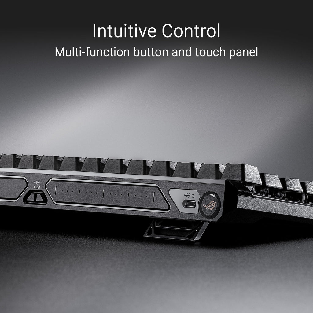 ASUS ROG Falchion Ace HFX Hall Effect Gaming Keyboard – 65% TKL, Dual USB-C, Magnetic Switches, Rapid Trigger, Speed Tap, 8000 Hz Polling, Touch Panel, Portable, Protective Cover, PBT Keycaps - Black