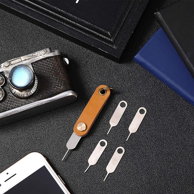 Weewooday 20 Pcs Sim Card Removal Tool Universal Sim Card Pin Card Tray Eject Pin Ejector Tool with 1 Detachable Keychain Charm for Smart Phones and Tablets