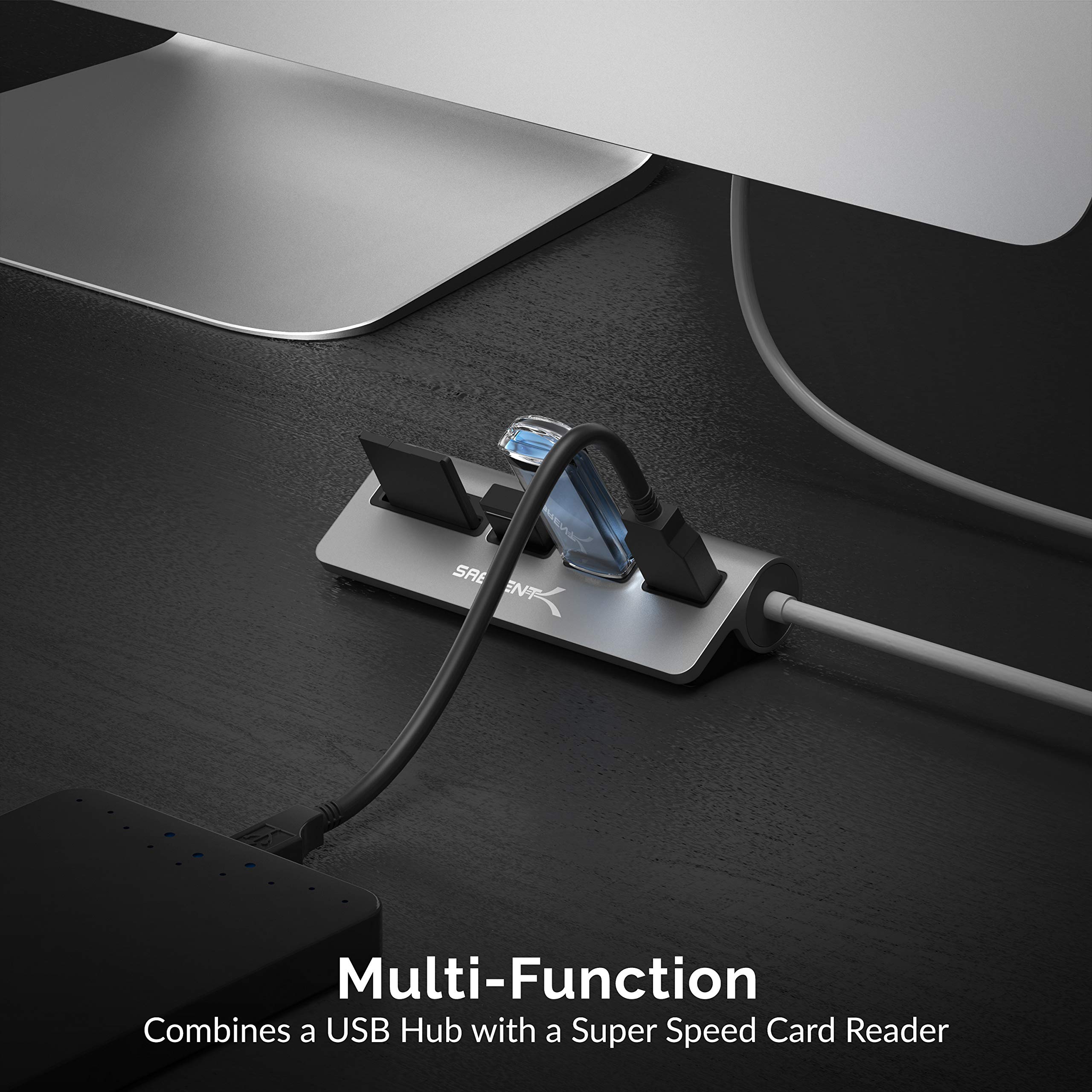 SABRENT USB-C 5-in-1 Hub, SD/TF Card Reader + 3 USB 3.0 (HB-U3CR)