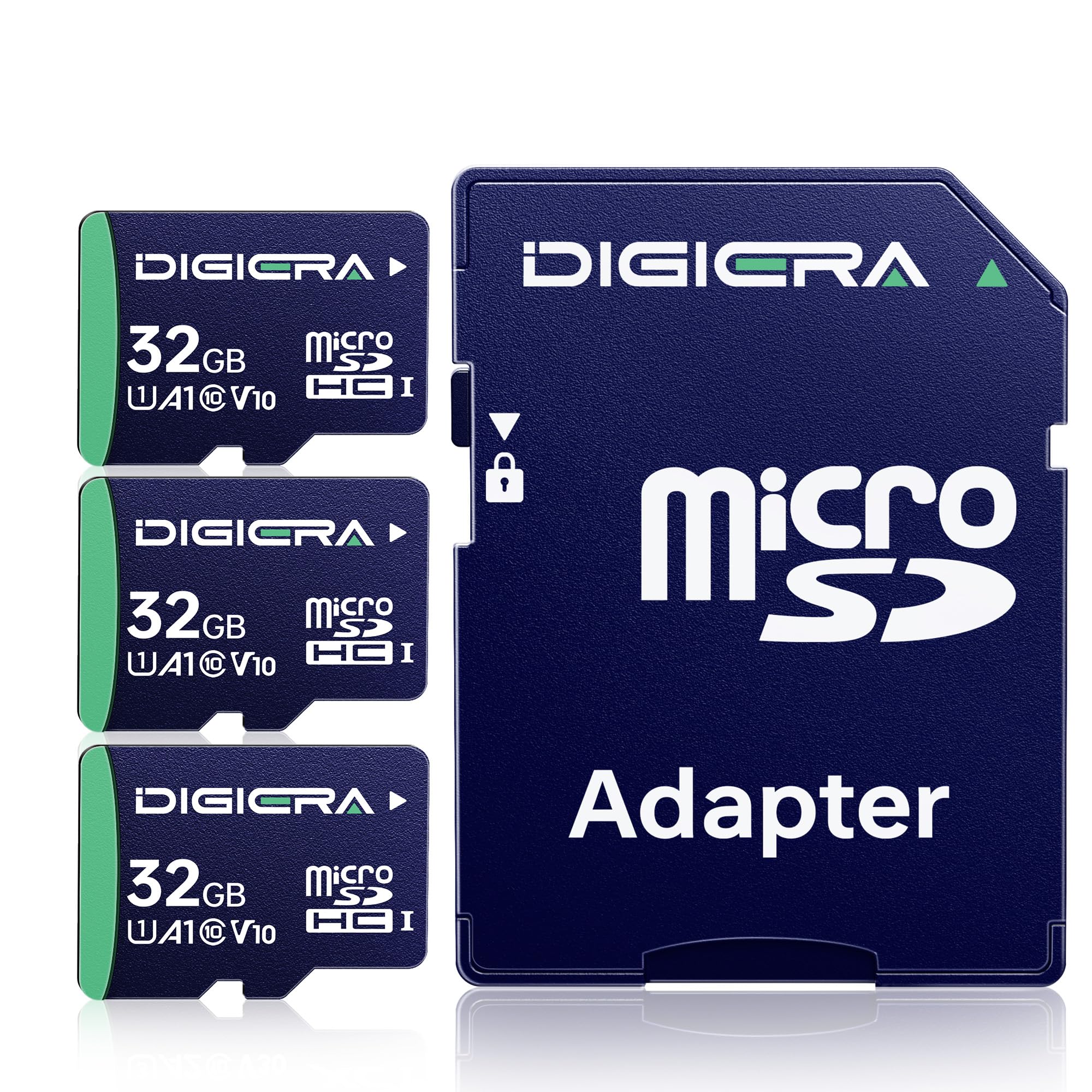 DIGIERA 32GB CT100 microSDHC UHS-I Memory Card with Adapter - up to 100MB/s, C10, U1, V10, Full HD, A1, Micro SD Card for Smartphones, Tablets, Cameras, Gaming Consoles, and Drones (3 Pack)