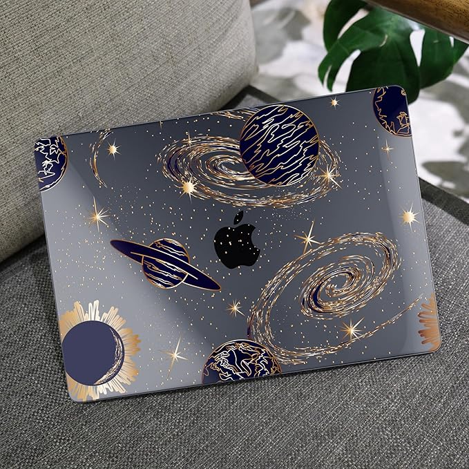 MEEgoodo Case for M4/M3/M2 MacBook Air 13.6 inch Case 2025 2024 2022, Fit Model A3240/A3113/A2681, Laptop Hard Shell with Keyboard Cover Compatible with MacBook Air 13 inch, Planets & Galaxies