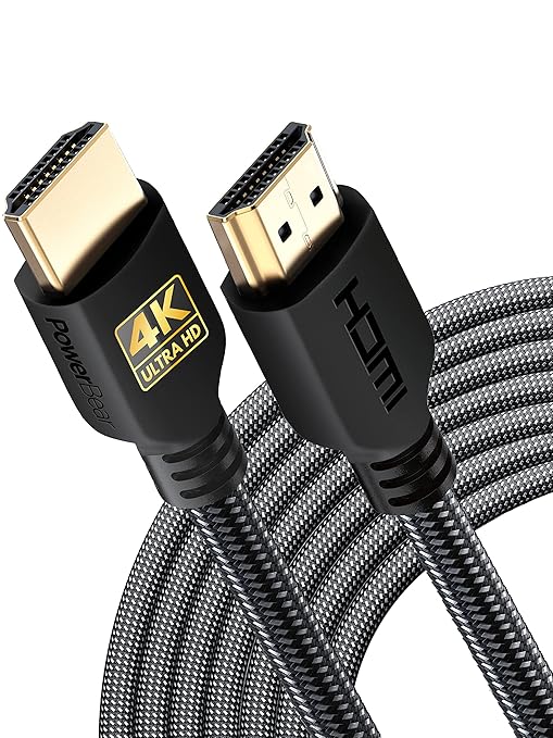 PowerBear 4K HDMI Cable 25 ft [2 Pack] High Speed, Braided Nylon & Gold Connectors, 4K @ 60Hz, Ultra HD, 2K, 1080P, ARC & CL3 Rated | for Laptop, Monitor, PS5, PS4, Xbox One, Fire TV, Apple TV & More