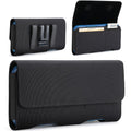 Mopaclle Nylon Phone Holster with Heavy Duty Metal Belt Clip and Card Holder, Compatible with iPhone 13/12 Mini, iPhone SE, iPhone 8/7/6S/6, and Galaxy S7/S6/S5 - Black