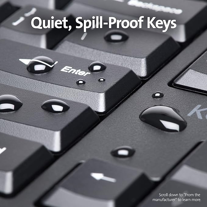 Kensington Pro Fit Ergonomic Wired Keyboard- Black (K75400US)