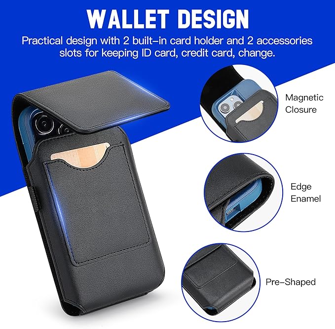 Mopaclle XL Cell Phone Holster with Belt Clip and Loop, Rugged Phone Belt Holder Compatible with Galaxy S25 Ultra, S24 Ultra, Note 20 Ultra, Moto G Power – Fits with Case On, for Men Women