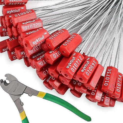 ayktiuf 60 Pieces Security Cable Seals, Metal Number Security Tags for Truck, Trailers, Cargo, Containers, Vans, Oil Tank