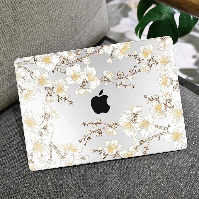MEEgoodo Case for MacBook Air M4/M3/M2 13.6 inch 2025 2024 2022, Fit Model A3240 A3113 A2681, Compatible with MacBook Air 13 inch, Laptop Hard Shell Case with Keyboard Cover, Cherry Branches