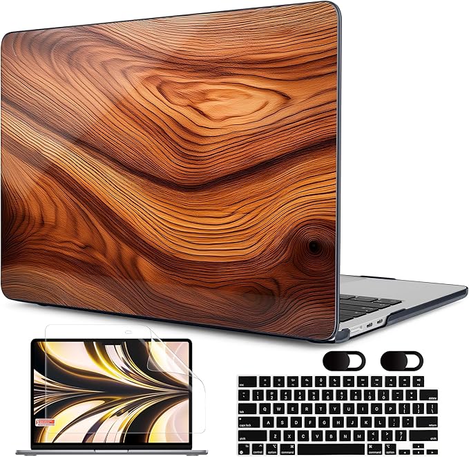 MEEgoodo Case for M4/M3/M2 MacBook Air 13.6 inch Case 2025 2024 2022, Fit Model A3240/A3113/A2681, Laptop Hard Shell with Keyboard Cover Compatible with MacBook Air 13 inch, Tree Rings