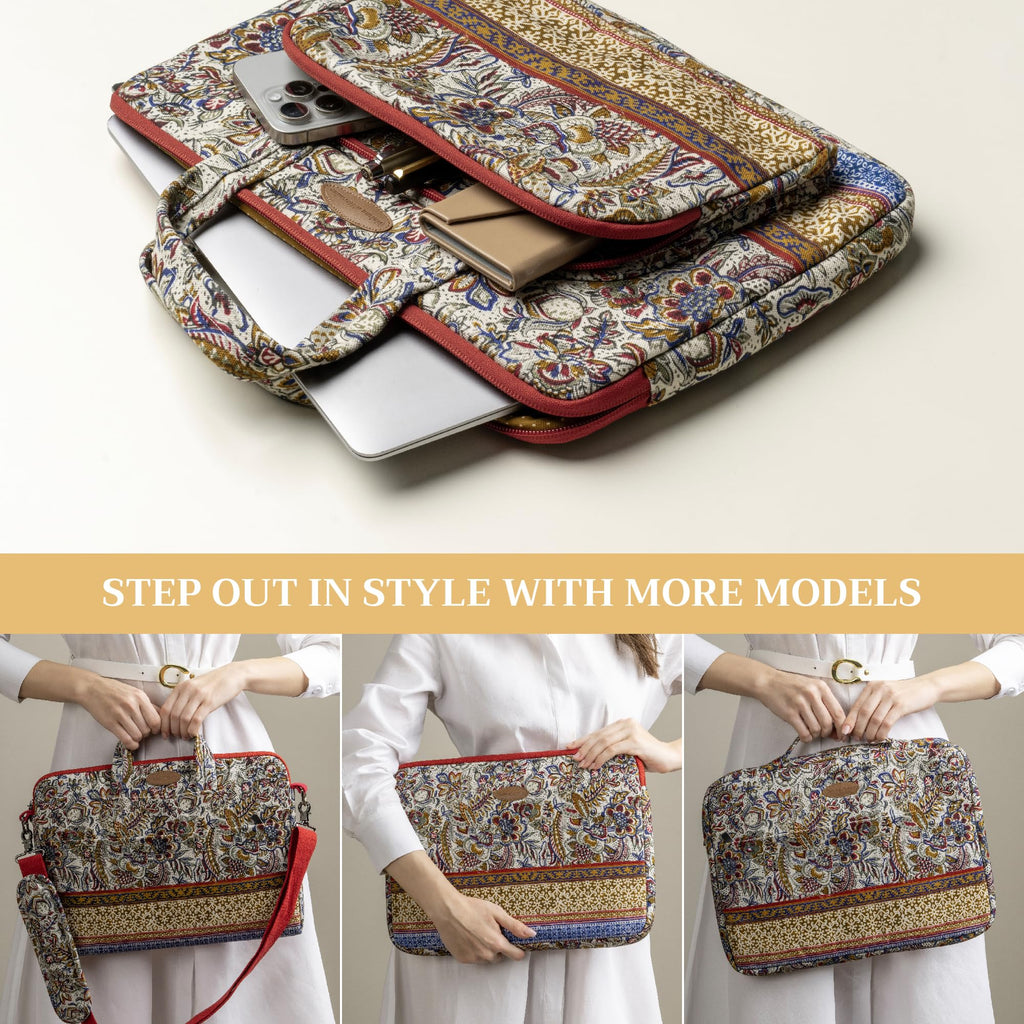Maison d'Hermine Laptop Bag with Pocket upto 13.5 inch Stain and water repellent Cotton canvas Valentines Day Gifts - Jaipur