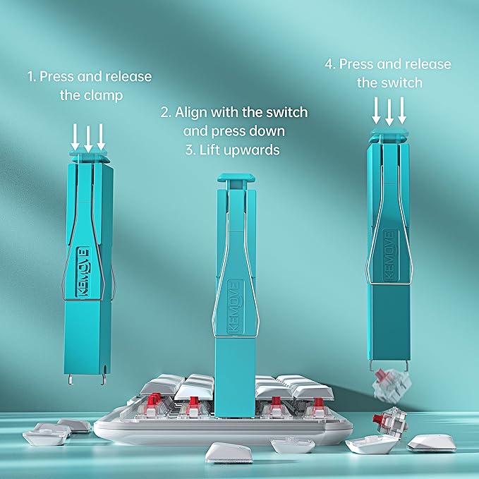 KEMOVE P10 2-in-1 Switch Puller Keycap Puller for Mechanical Keyboard, 304 Stainless Steel Key Switch Keycap Puller, Easily Remove and Replace Gaming Keyboard Switches and keycaps - Blue