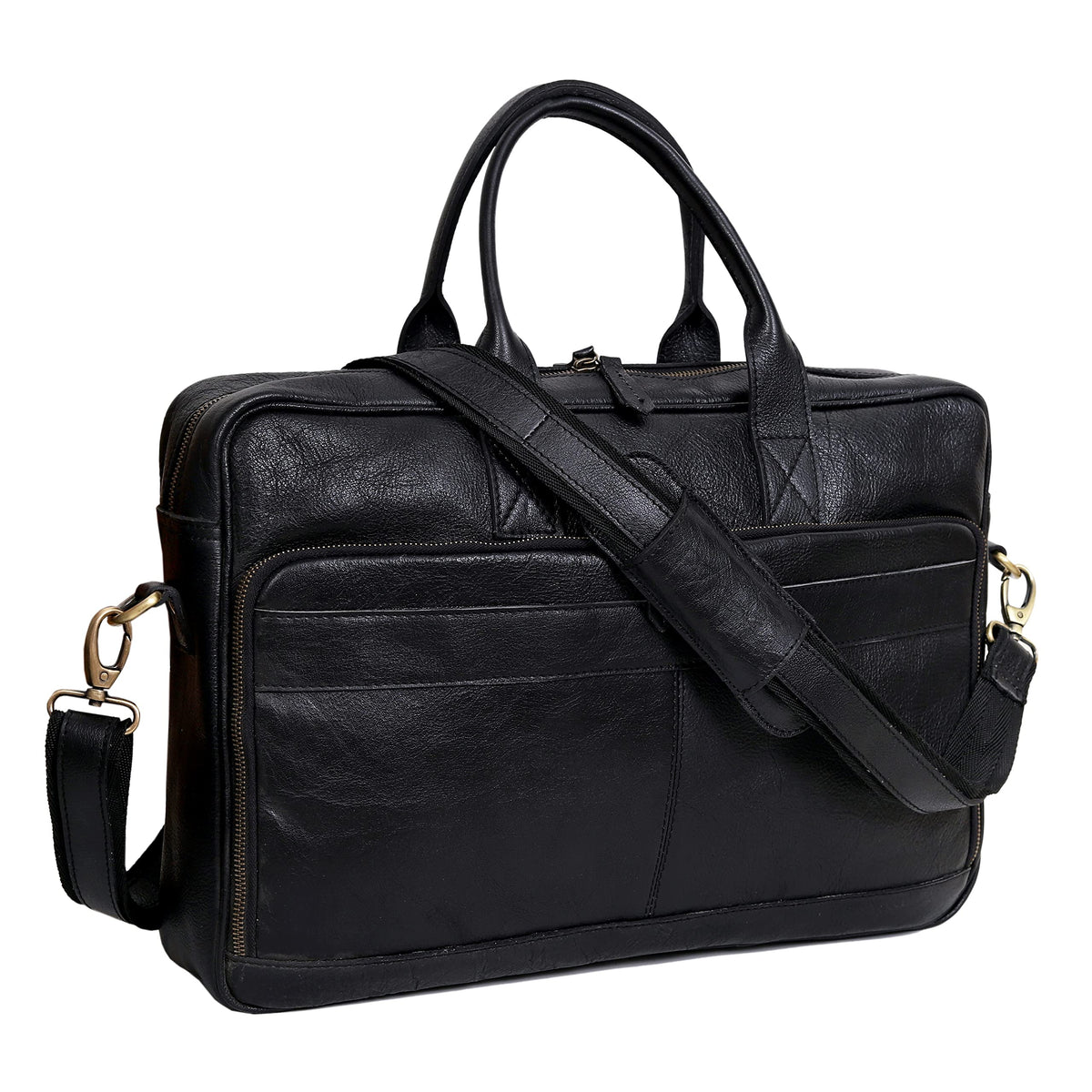 Vintage Handmade Leather Travel Messenger Office Crossbody Bag Laptop Briefcase Computer College Satchel Bag (18" Brown)