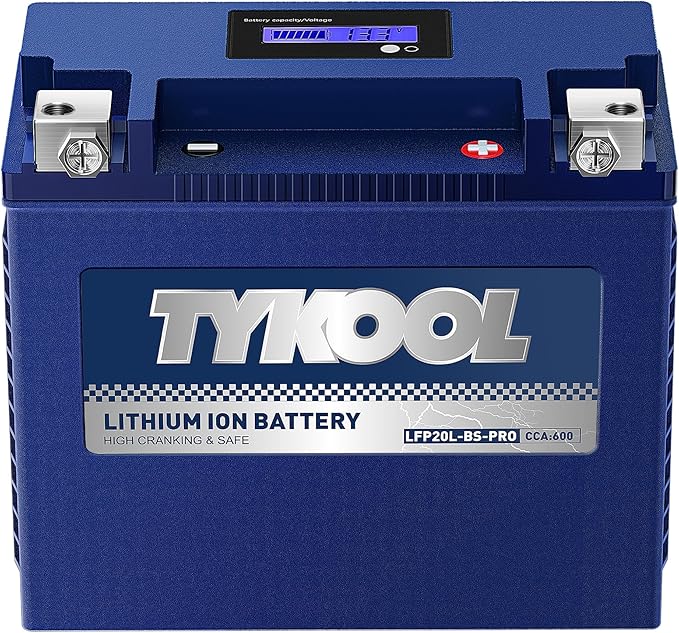 TYKOOL YTX20L-BS/YTX20HL/YB16CL-B High Performance LiFePO4 Lithium Motorcycle Battery,12V 12Ah, 600CCA,Digital Readout, Fits for ATV,UTV,Jet Ski,PWC,Snowmobile, Quad,Riding Lawn Mower, tractor