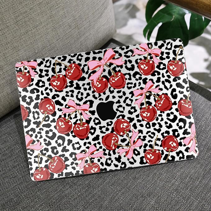 MEEgoodo Case for M4/M3/M2 MacBook Air 13.6 inch Case 2025 2024 2022, Fit Model A3240/A3113/A2681, Laptop Hard Shell with Keyboard Cover Compatible with MacBook Air 13 inch, Leopard & Cherry