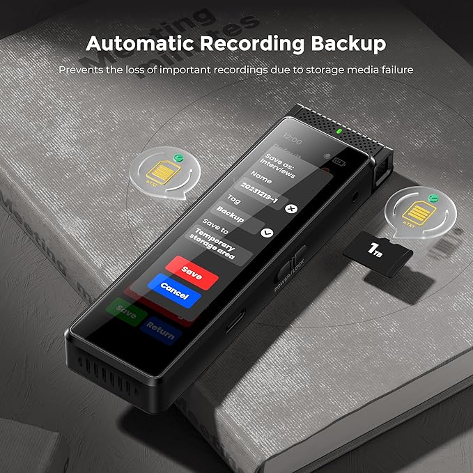 136GB Digital Voice Recorder with Playback, Innioasis R1 Full Touchscreen Voice Recorder with Bluetooth, Voice Activated Sound Audio Recorder Device with Mic (Black)
