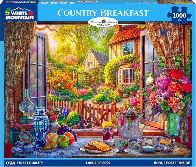 White Mountain Country Breakfast Puzzle 1000 Piece Vintage Jigsaw Puzzle for Adults and Families