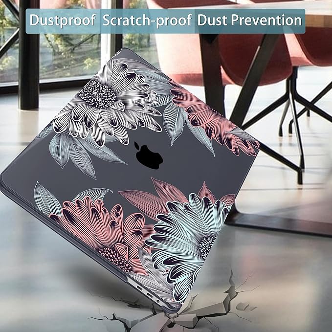 Mektron for MacBook Pro 16 inch A2141 Case 2020 2019 Release with Retina Display & Touch Bar & Touch ID, Blooming Chrysanthemums Plastic Hard Shell Cover Keyboard Skin Screen Protector Dust Plug