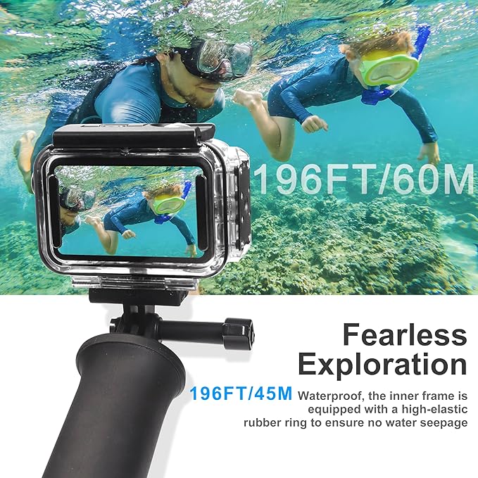 FitStill 196FT/60M Underwater Waterproof Case with Magnetic Quick Release Interface Compatible with DJI Osmo Action 5 Pro Action 4 Action 3,Protective Cover Invisible Diving Action Shell Accessory Kit