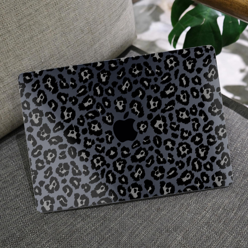 MEEgoodo for MacBook Air 13.3 inch Case 2021 2020 2019 2018 A2337 M1 A2179 A1932, Laptop Shell for MacBook Air M1 with Keyboard Webcam Cover & Trackpad Film & Type C Adapter,Snow Leopard Texture