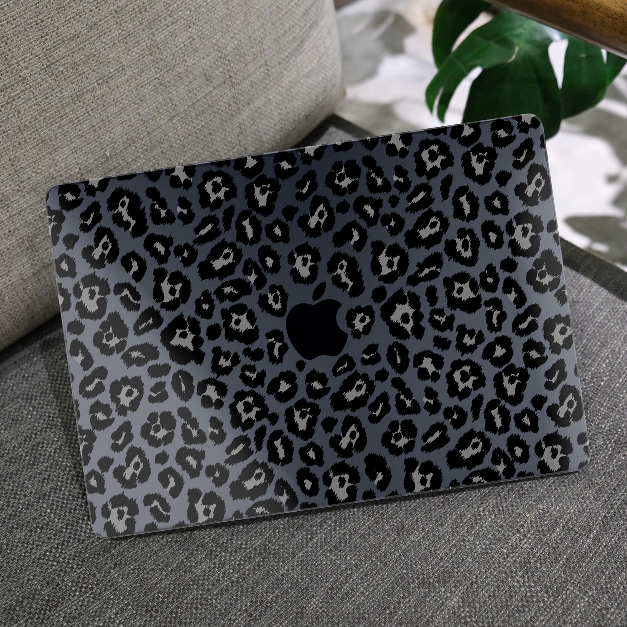 MEEgoodo for MacBook Air 13.3 inch Case 2021 2020 2019 2018 A2337 M1 A2179 A1932, Laptop Shell for MacBook Air M1 with Keyboard Webcam Cover & Trackpad Film & Type C Adapter,Snow Leopard Texture