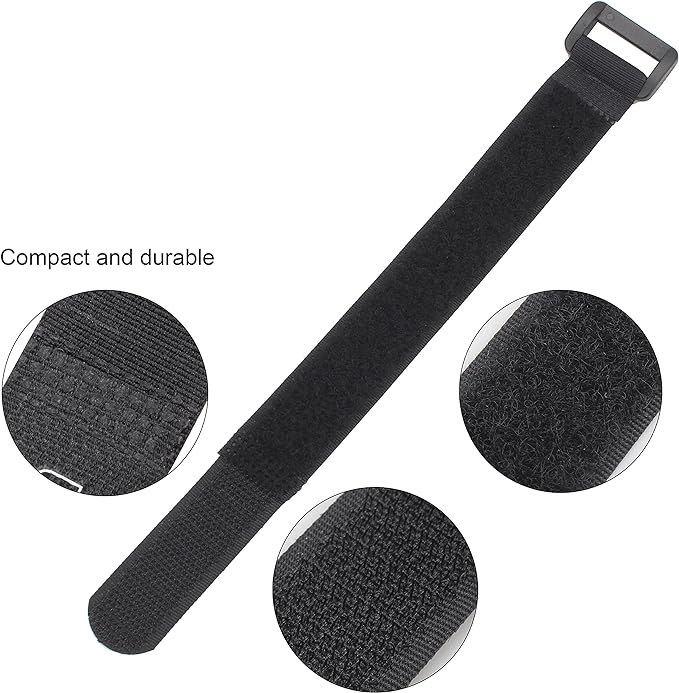 12 Pack 1 x 18 Inches Hook and Loop Reusable Fastening Cable Tie Down Straps by Wisdompro - Reusable, Durable Functional Cinch Strap to Keep Your Home, Office, Workspace from Tangled Messes of Cords