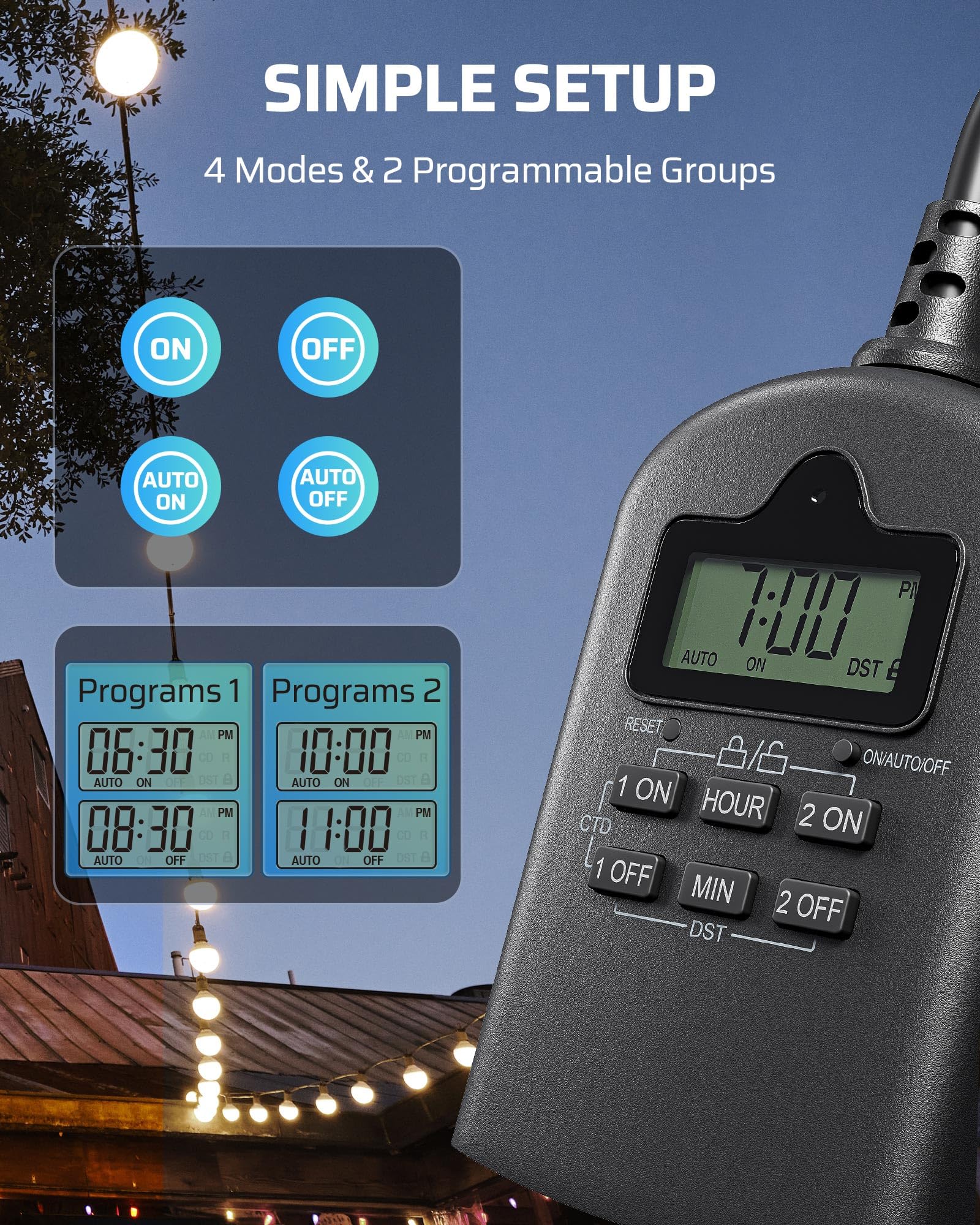DEWENWILS Outdoor Digital Timer for Lights，ETL Listed