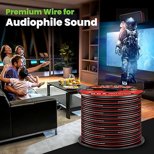 GEARit 14AWG Speaker Wire, Pro Series 14 Gauge Speaker Wire Cable (20 Feet / 6.09 Meters) Great Use for Home Theater Speakers and Car Speakers, Black