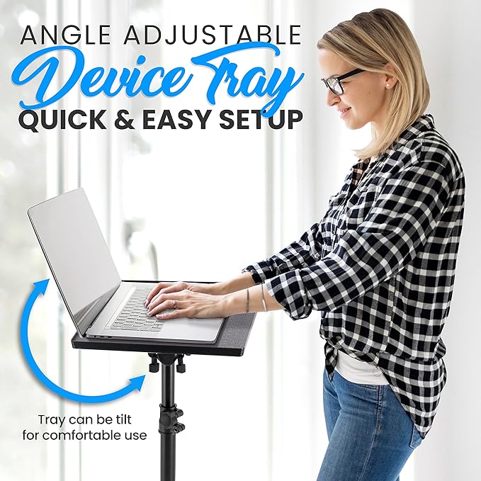 Pyle Universal Laptop Projector Tripod Stand - 2 Pcs Computer, Book, DJ Equipment Holder Mount Height Adjustable Up to 50 Inches w/ 20'' x 16'' Plate Size - Perfect for Stage or Studio Use PLPTS3X2
