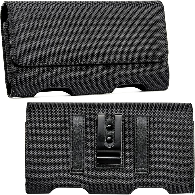 BECPLT for Galaxy S24 Ultra S23 Ultra S22 Ultra S21 Ultra Nylon Belt Holster Case Cell Phone Pouch Belt Clip Holder Phone Holster Pouch Cover for Galaxy Note 20 Ultra 5G Note 10+ Plus 5G A14 A71-Black
