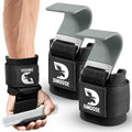 DMoose Fitness Weight Lifting Hooks (Pair) for Deadlifts, Pull Ups, Rows & Shrugs - Anti-Rip Nylon Strap Hand Grips with Thick Wrist Padding - Heavy Duty Wrist Straps for Weightlifting (Grey)