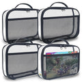 holay 4 Packs PVC Zippered Blocks Set, Toy, Clay, Board game Storage Organizer Case (Name Tag, Manual Pocket) (Black, Small)