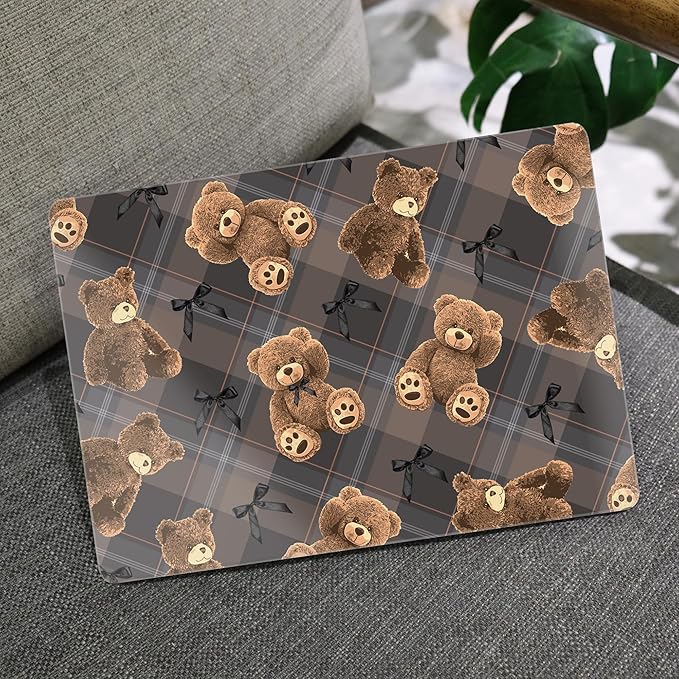 MEEgoodo for MacBook Air 13.3 inch Case 2021 2020 2019 2018 A2337 M1 A2179 A1932, Laptop Shell for MacBook Air M1 with Keyboard Webcam Cover & Trackpad Film & Type C Adapter,Cute Little Bear
