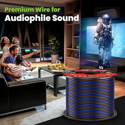 GEARit Speaker Wire 14 Gauge, Speaker Cable 100ft for Car Audio, Home Theater, CCA(Black Blue)