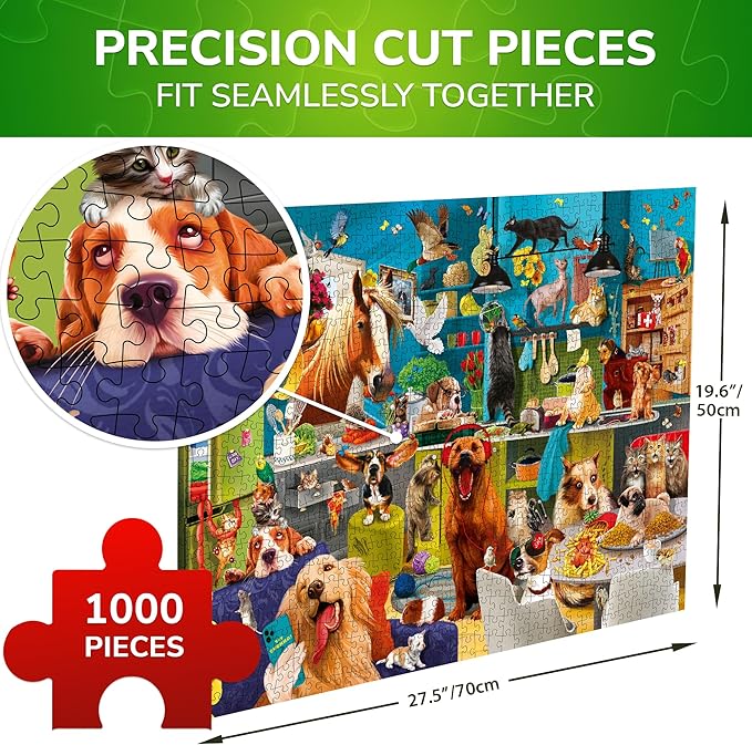 QUOKKA Jigsaw Puzzles 1000 Pieces for Adults - Puzzles for Men and Women - Funny Animals for Kids Ages 8-12 - Animals Party