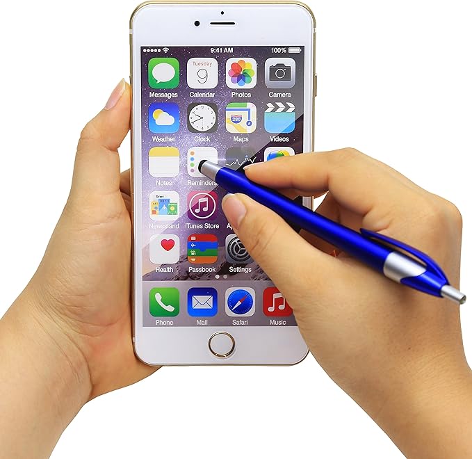 Skoloo Electronic Screen Touch Stylus,14 Pack 2 in 1 Slim Long Click Ink Stylus Ballpoint Pen For Universal Android Touch Screen Tablet Smartphone, Google Nexus, Samsung Galaxy, HTC, Multi-colored