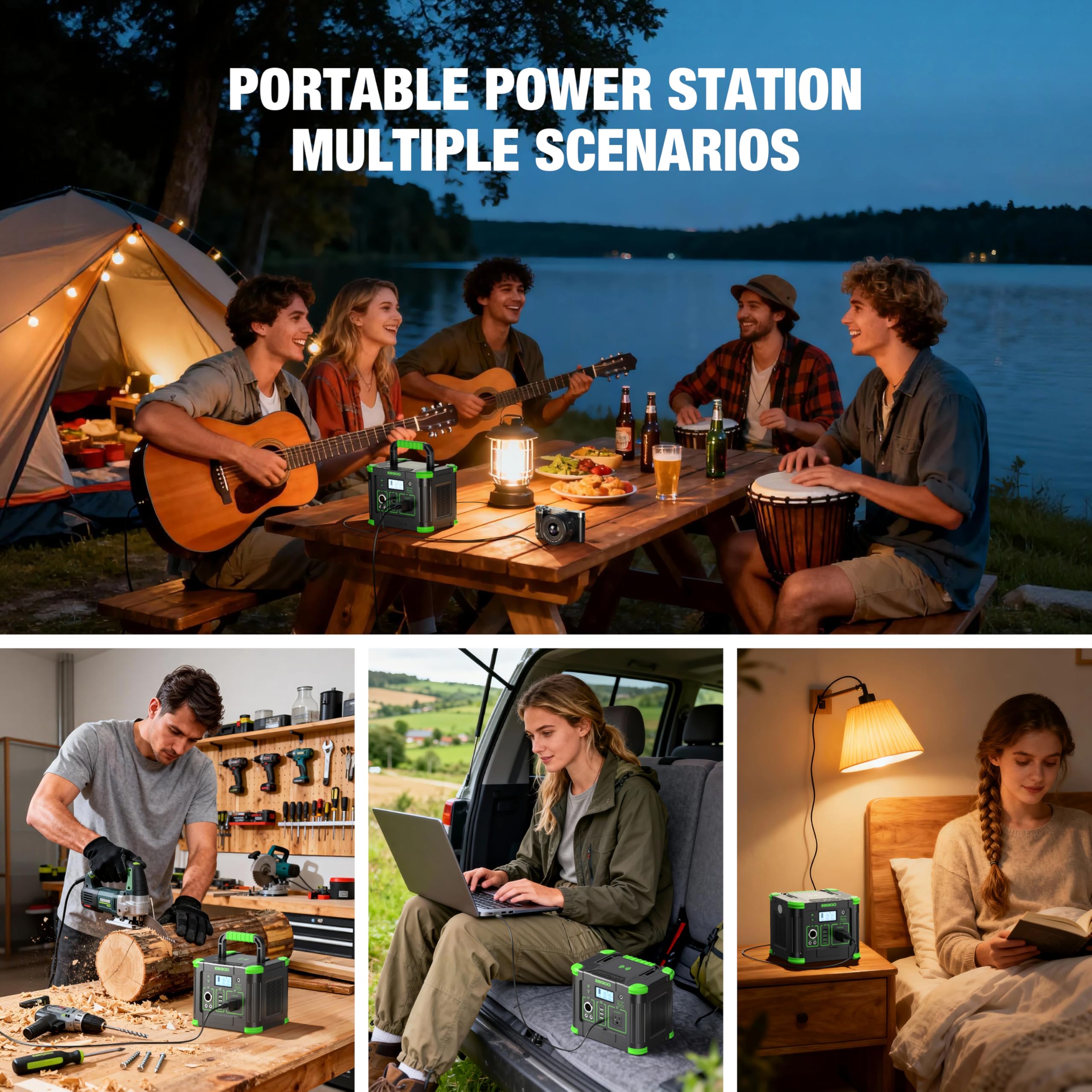 GRECELL Portable Power Station 330W, 288.6Wh Solar Generator