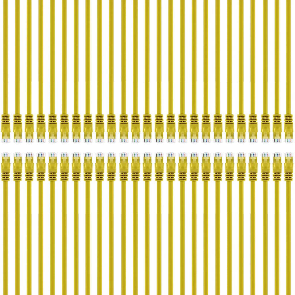 GearIT 50-Pack, Cat5e Ethernet Patch Cable 1 Foot - Snagless RJ45 Computer LAN Network Cord, Yellow - Compatible with 48 Port Switch POE Rackmount 48port Gigabit