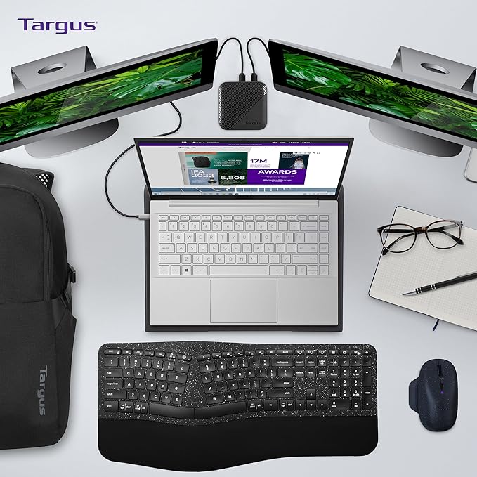 Targus 17 Inch Dual Fan Lap Chill Mat - Soft Neoprene Laptop Cooling Pad for Heat Protection, Fits Most 17" Laptops and Smaller - USB-A Connected Dual Fans for Heat Dispersion (AWE55US)