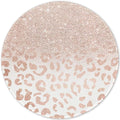 ITNRSIIET Round Mouse Pad with Stitched Edge Premium-Textured Waterproof Non-Slip Rubber Base Desktop Protection Mat Diameter 8.7 inches, Rose Gold Leopard Print