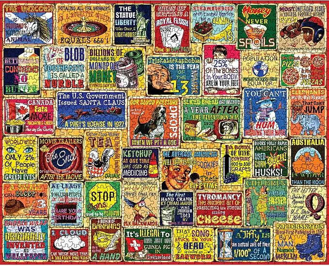 White Mountain Did You Know Fun 1000 Piece Puzzle for Adults Vintage Collage Jigsaw Puzzles for Seniors