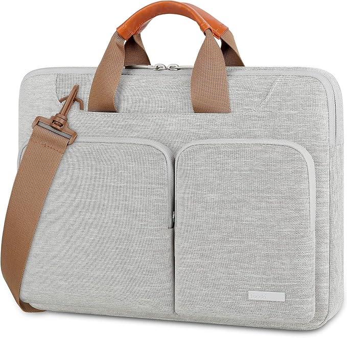 Lacdo 360° Protective Laptop Shoulder Bag, 14 inch Computer Bag for 14 inch New MacBook Pro M4/M3/M2/M1 Chips Pro Max A3112 A3401 A3185 A2918 A2992 A2779 A2442 2024-2021 Computer Messenger Bag, Gray
